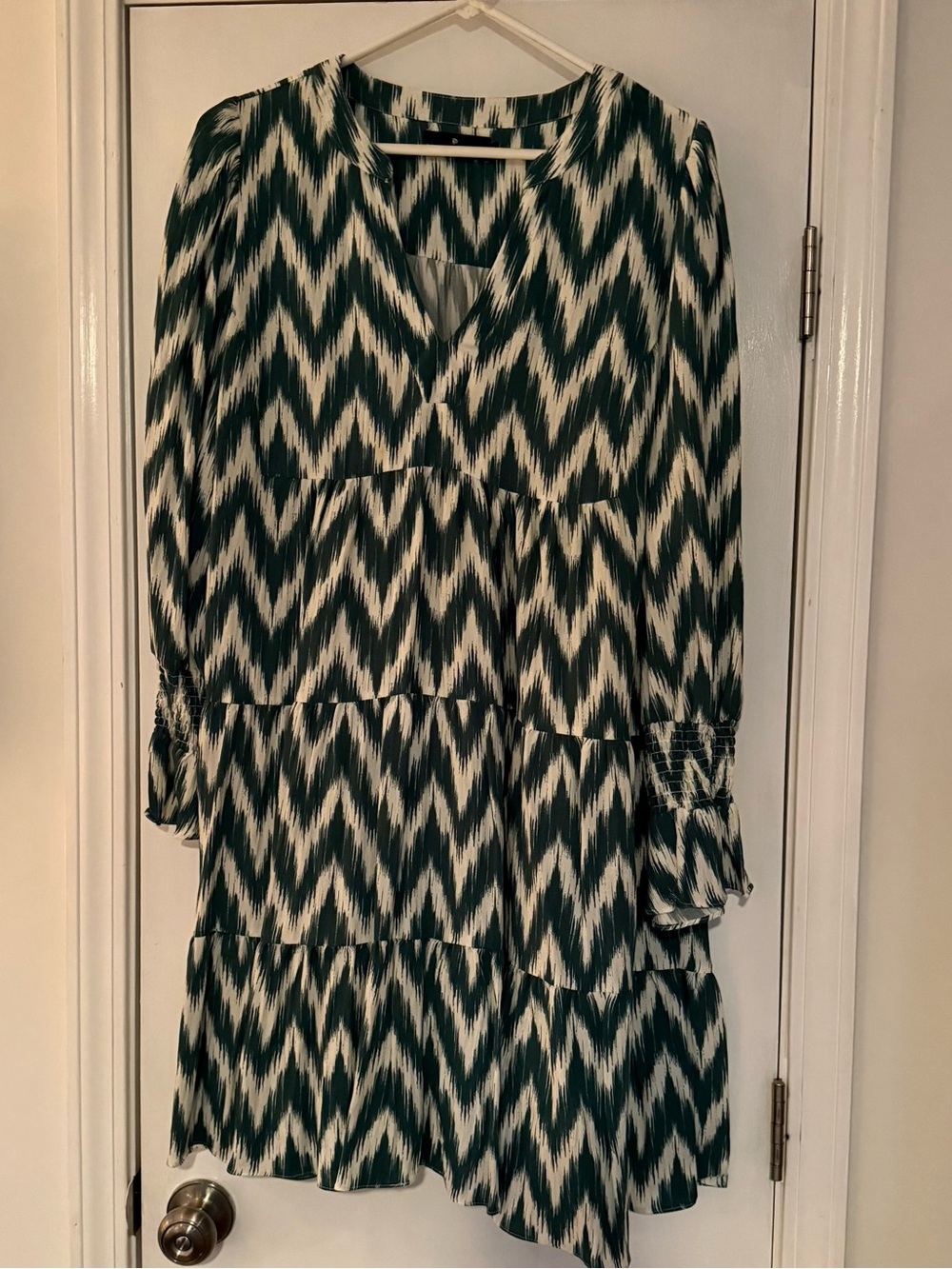 Pomander Place from Tuckernuck Green and White Tiered Ikat Dress